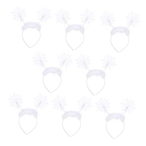 BIUDECO 8 Stück Teiliges Schneeflocken Haarreif Weihnachten Langlebiger Kunststoff Resin Haarschmuck Festlicher Kopfschmuck für Xmas Partys Familienfeiern Originelles Winter Cosplay von BIUDECO