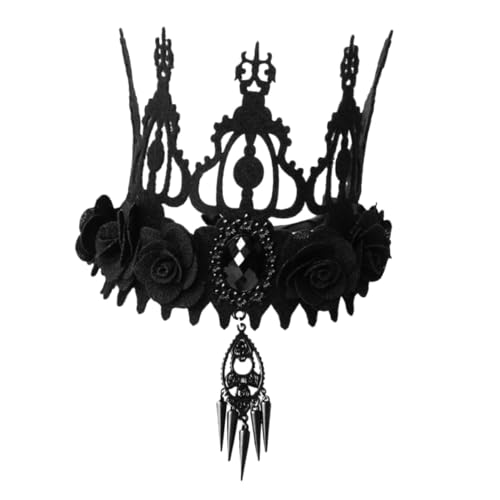 BIUDECO Barockstil Halloween Krone Damen Kopfschmuck aus Filz und Legierung Langlebige nicht Verblassende Party Haarschmuck für Kostüm Maskerade Bühnenauftritte Schwarzes Barock Crown von BIUDECO