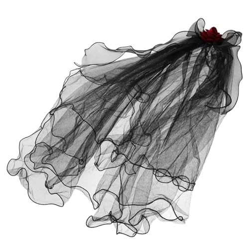 BIUDECO Gothic Braut Kopfschmuck mit Roten Rosen für Halloween Kostüm und Cosplay Zubehör für für Gothic Partys und Maskeraden von BIUDECO