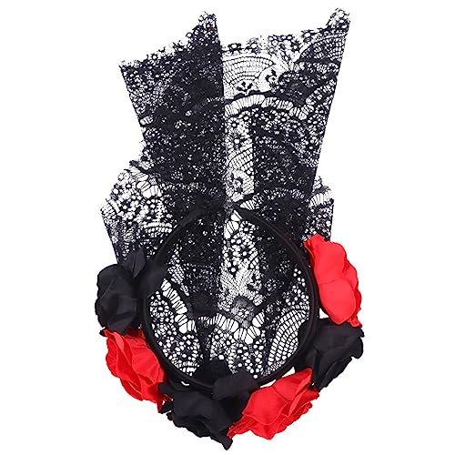 BIUDECO Halloween Haarreif mit Schwarzen und Roten Rosen Spitzenschleier Party Haaraccessoire Leichter Haarschmuck für Damen Fest Sitzendes Stirnband für Halloween Cosplay und BIUDECO Halloween Haarreif mit Schwarzen und Roten Rosen Spitzenschleier Party Haaraccessoire Leichter Haarschmuck für Damen Fest Sitzendes Stirnband für Halloween Cosplay und von BIUDECO