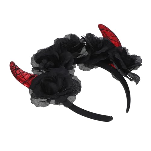 BIUDECO Halloween Teufelshorn Haarreif mit Schwarzen Rosen Leichtes Kopfschmuck Cosplay für Damen Universalgröße für Halloween Partys Maskenball und Karneval BIUDECO Halloween Teufelshorn Haarreif mit Schwarzen Rosen Leichtes Kopfschmuck Cosplay für Damen Universalgröße für Halloween Partys Maskenball und Karneval von BIUDECO