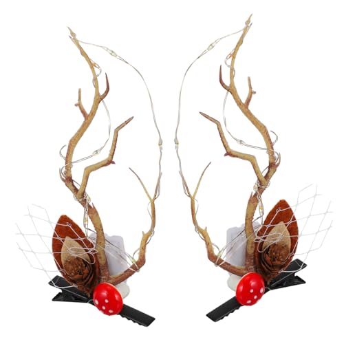 BIUDECO Leuchtender Hirschgeweih Haarclip Glühende Elch Geweih Haarklammer für Weihnachten Cosplay Haarreif Winterfest und Warm von BIUDECO