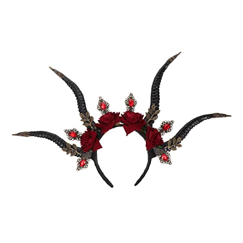BIUDECO Teufelshörner Haarreif aus Langlebigem Kunststoff Originelles Gothic Stirnband mit Rosenhörnern Modischer Kopfschmuck für Halloween Party und Cosplay Komfortabel und Praktisch für BIUDECO Teufelshörner Haarreif aus Langlebigem Kunststoff Originelles Gothic Stirnband mit Rosenhörnern Modischer Kopfschmuck für Halloween Party und Cosplay Komfortabel und Praktisch für von BIUDECO