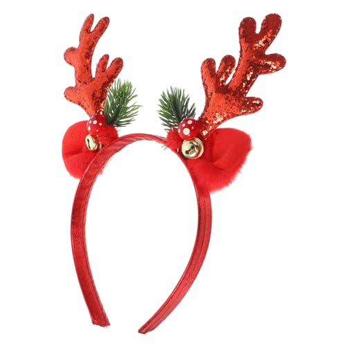 BIUDECO Weihnachts Stirnband Damen Rentier Geweih mit Glocken Festlicher Kopfschmuck für Weihnachtsfeier Kostüm Bühnenauftritt Vielseitig und Glitzernd von BIUDECO