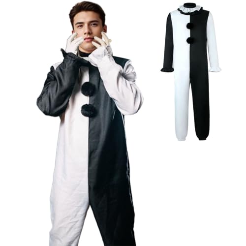 Erwachsenenkostüm "Terrifiers", Jumpsuit, gruselig, Kunst, der Mörder, Cosplay, schwarz-weißer Body, Halloween, Größe M, Herren Erwachsenenkostüm "Terrifiers", Jumpsuit, gruselig, Kunst, der Mörder, Cosplay, schwarz-weißer Body, Halloween, Größe M, Herren von BIUTEY