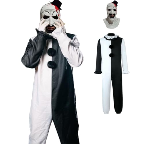 Erwachsenenkostüm "Terrifiers", Jumpsuit, gruselig, Kunst, der Mörder, Cosplay, schwarz-weißer Body, Halloween, Größe XL, Herren Erwachsenenkostüm "Terrifiers", Jumpsuit, gruselig, Kunst, der Mörder, Cosplay, schwarz-weißer Body, Halloween, Größe XL, Herren von BIUTEY