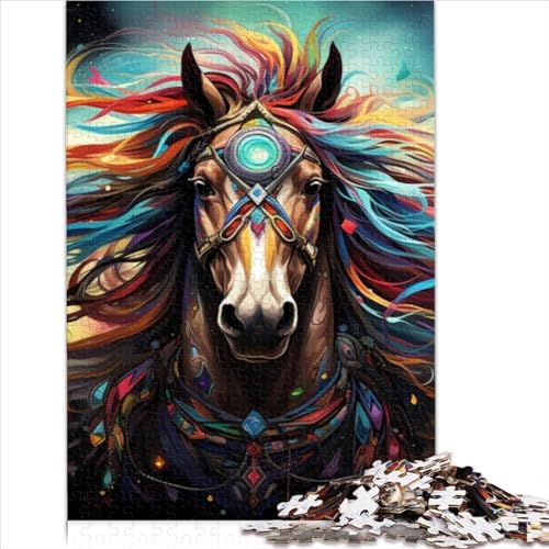 1000teiliges Puzzle für Erwachsene psychedelisch gefärbte Pferde Puzzles für Teenager Holzpuzzles PuzzleSpielzeug 1000 Teile (75 x 50 cm) von BIZOCA