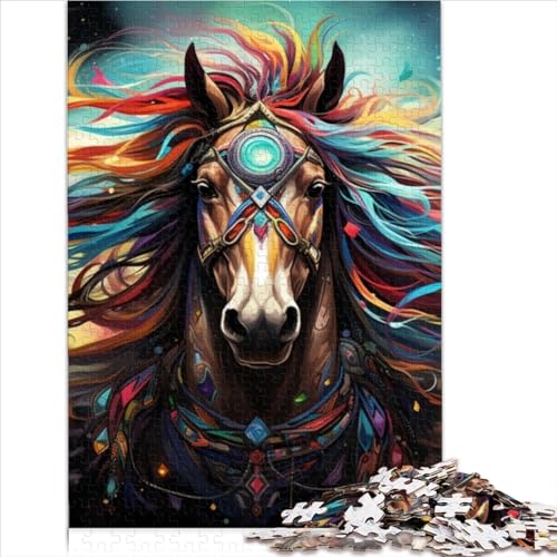 300teiliges Puzzle für Erwachsene 300 Teile psychedelisch gefärbte Pferde Puzzle für Jugendliche HolzbrettPuzzle Spielzeug Denkspiel 300 Teile (40 x 28 cm) von BIZOCA