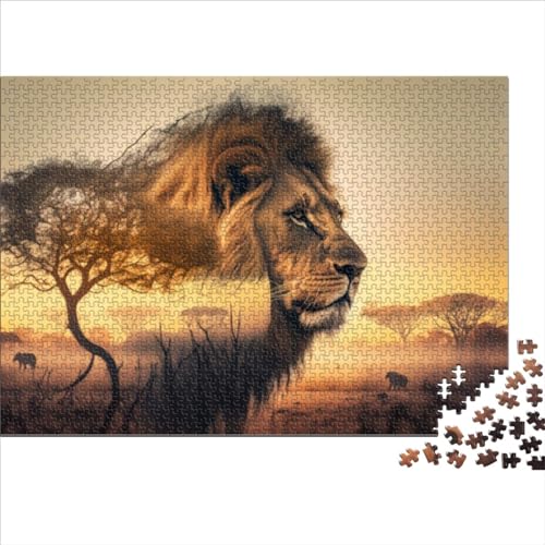 500 teiliges Puzzle für Erwachsene Löwe Phantom Puzzle Holzpuzzle Lernspielzeug 500 Stück (52 x 38 cm) von BIZOCA