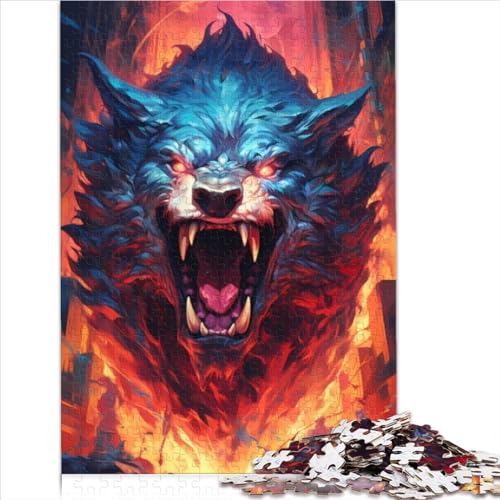 Flammenwolf Puzzles für Erwachsene 1000 Teile Klassische Puzzles pädagogisches Puzzle für 1000 Teile (75 x 50 cm) von BIZOCA