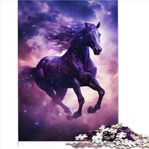Puzzle für Erwachsene 1000 Teile Galaxy Purple Horse Holzpuzzle für Erwachsene Teenager Puzzle herausforderndes Spiel 1000 Teile (75 x 50 cm) von BIZOCA