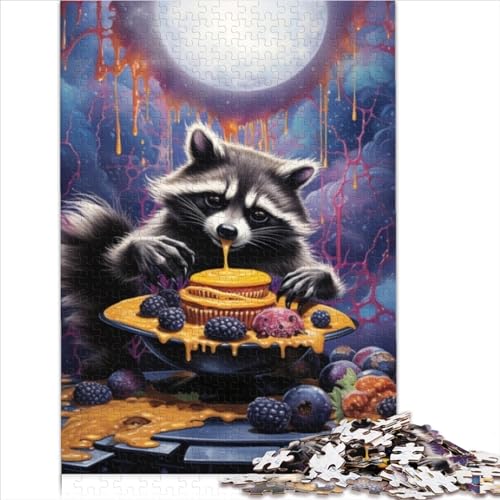 Puzzle für Erwachsene 1000 Teile psychedelisches Tier Waschbär Holzpuzzle für Erwachsene Teenager Puzzle herausforderndes Spiel 1000 Teile (75 x 50 cm) von BIZOCA
