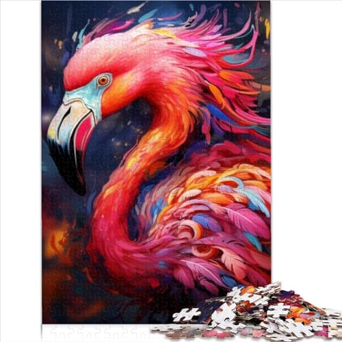 Puzzles 1000 Teile Kunst Psychedelischer Flamingo Puzzle für Erwachsene kreative Holzpuzzles Puzzle für Geschenke 1000 Stück (75 x 50 cm) von BIZOCA