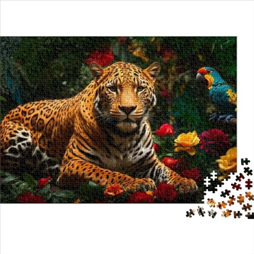 Puzzles 1000 Teile Leopard Splendor quadratische Puzzles für Erwachsene und Holzpuzzles Anspruchsvolle Spielpuzzles 1000 Teile (75 x 50 cm) von BIZOCA