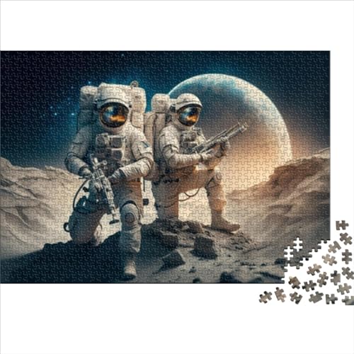 Puzzles für Erwachsene 1000 Astronaut Invasion Defend Puzzle für Erwachsene Holzpuzzles Herausforderndes Spiel 1000 Teile (75 x 50 cm) von BIZOCA
