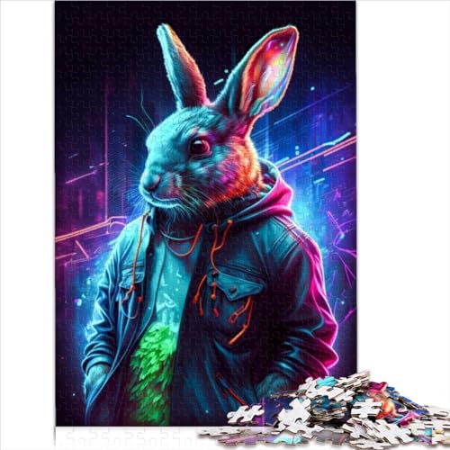 Puzzles für Erwachsene Kaninchen Neonfarben 1000 Teile Holzpuzzles 300 Teile (40 x 28 cm) von BIZOCA