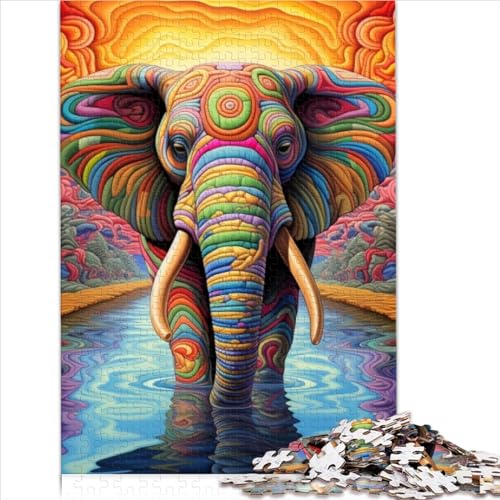 Puzzles für Erwachsene bunter Elefant 1000 Teile Holzpuzzles Puzzles 1000 Teile (75 x 50 cm) von BIZOCA