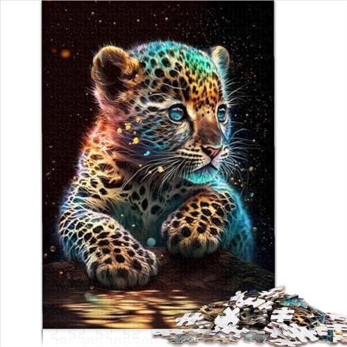 Süßes kosmisches Baby Leoparden Puzzle 500 Teile für Erwachsene Puzzle für Teenager 500 teiliges Puzzle Lernspiele einzigartiges Geschenk für Geburtstag Weihnachten 500 Stück (52 x 38 cm) von BIZOCA