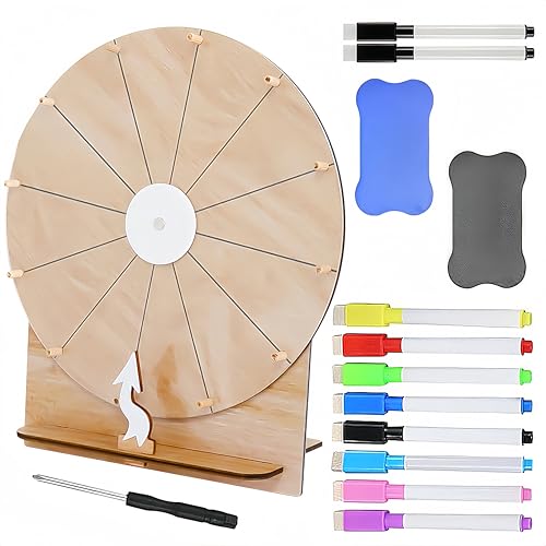 BIZOI Glücksrad zum Drehen, Glücksrad zum Selbstgestalten, Roulette-Spinner des Glücks, Spinnings Prize Wheel, für Hochzeitsspiele, Lotteriespiele, Wortspiele, Neujahr, Schule, Karneval (Holzfarbe) von BIZOI