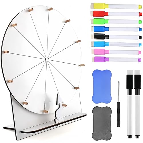 BIZOI Glücksrad zum Drehen, 29cm Hölzernes Glücksrad, Glücksrad zum Selbstgestalten, Roulette-Spinner des Glücks, Spinnings Prize Wheel für Hochzeitsspiele, Lotteriespiele, Karneval Party (Weiß) von BIZOI