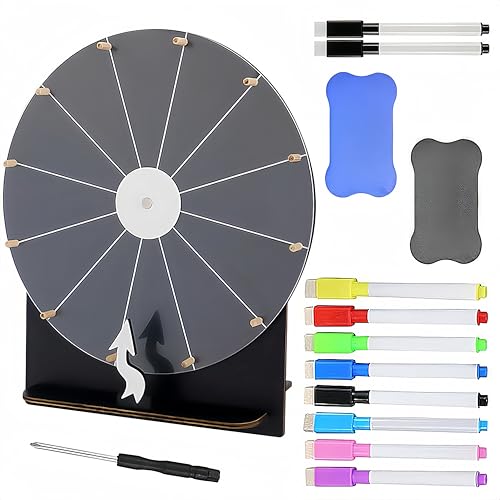 BIZOI Glücksrad zum Selbstgestalten, Roulette-Spinner des Glücks, Glücksrad zum Drehen, Spinnings Prize Wheel für Hochzeitsspiele, Lotteriespiele, Wortspiele, Neujahr, Schule, Karneval Party (Schwarz) von BIZOI