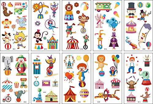 Kinderaufkleber Zirkusaufkleber für Jungen Mädchen Kinder Geburtstagsfeier Tasche Füller Geschenk Dekoration (10sheets) BJ-SHOP Kofferaufkleber von BJ-SHOP
