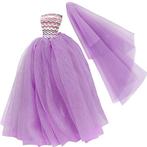 BJDBUS 29,2 cm lange Puppenkleidung für Mädchen, lila Spitze Brautkleid mit Schleier BJDBUS 29,2 cm lange Puppenkleidung für Mädchen, lila Spitze Brautkleid mit Schleier von BJDBUS