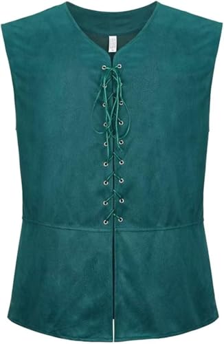 BJMAND Herren Mittelalter-Weste Piratenkostüm Retro Renaissance Steampunk Schnürung Wikinger Gothic Viktorianisch Halloween Cosplay Weste, dunkelgrün, S BJMAND Herren Mittelalter-Weste Piratenkostüm Retro Renaissance Steampunk Schnürung Wikinger Gothic Viktorianisch Halloween Cosplay Weste, dunkelgrün, S von BJMAND