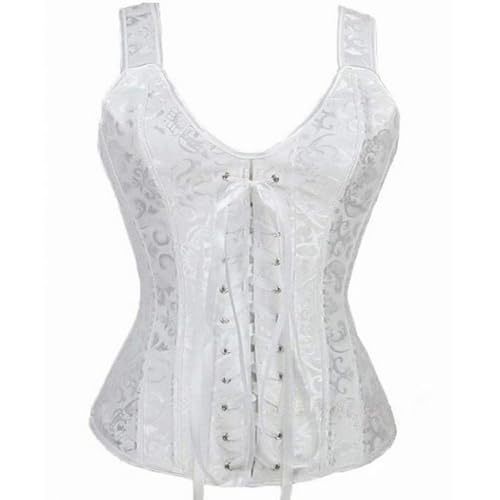 BJMAND Korsett-Top, Bustier-Träger für Damen, Reißverschluss, Burlesque, Gothic, Vintage, weiß, M BJMAND Korsett-Top, Bustier-Träger für Damen, Reißverschluss, Burlesque, Gothic, Vintage, weiß, M von BJMAND