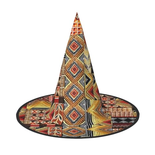 BJNGHKLN Afrikanischer Textil-Patchwork-Druck, Halloween-Hexenhut für Damen, Partyhut für Halloween, Feste, Cosplay, Kostüm, Ensemble BJNGHKLN Afrikanischer Textil-Patchwork-Druck, Halloween-Hexenhut für Damen, Partyhut für Halloween, Feste, Cosplay, Kostüm, Ensemble von BJNGHKLN