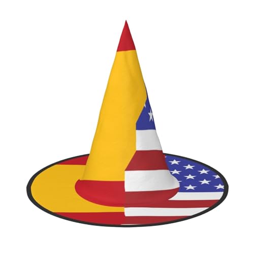 BJNGHKLN Amerikanische Spanien-Flagge, Halloween-Hexenhut für Damen, Partyhut für Halloween, Feste, Cosplay, Kostüm, Ensemble BJNGHKLN Amerikanische Spanien-Flagge, Halloween-Hexenhut für Damen, Partyhut für Halloween, Feste, Cosplay, Kostüm, Ensemble von BJNGHKLN