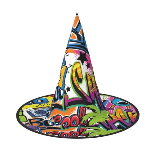 BJNGHKLN Buntes Muster, Halloween-Hexenhut für Damen, Partyhut für Halloween, Feste, Cosplay, Kostüm-Ensemble BJNGHKLN Buntes Muster, Halloween-Hexenhut für Damen, Partyhut für Halloween, Feste, Cosplay, Kostüm-Ensemble von BJNGHKLN
