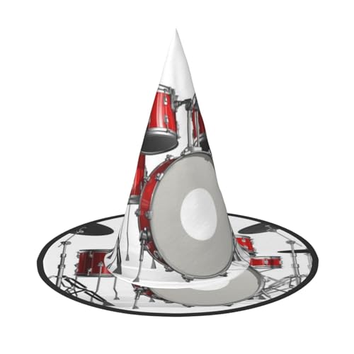 BJNGHKLN Cooles Schlagzeug-Set, Druck, Halloween-Hexenhut für Damen, Partyhut für Halloween, Feste, Cosplay, Kostüm-Ensemble BJNGHKLN Cooles Schlagzeug-Set, Druck, Halloween-Hexenhut für Damen, Partyhut für Halloween, Feste, Cosplay, Kostüm-Ensemble von BJNGHKLN