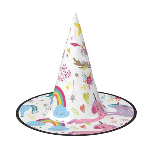 BJNGHKLN Einhorn-Hexenhut mit rosa Aufdruck, Halloween-Hexenhut für Damen, Partyhut für Halloween, Feste, Cosplay, Kostüm, Ensemble BJNGHKLN Einhorn-Hexenhut mit rosa Aufdruck, Halloween-Hexenhut für Damen, Partyhut für Halloween, Feste, Cosplay, Kostüm, Ensemble von BJNGHKLN
