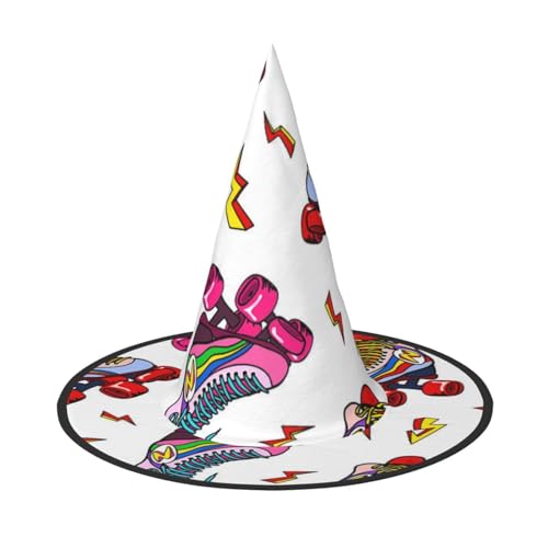 BJNGHKLN Farbenfroher Rollschuh-Druck, Halloween-Hexenhut für Damen, Partyhut für Halloween, Feste, Cosplay, Kostüm, Ensemble BJNGHKLN Farbenfroher Rollschuh-Druck, Halloween-Hexenhut für Damen, Partyhut für Halloween, Feste, Cosplay, Kostüm, Ensemble von BJNGHKLN
