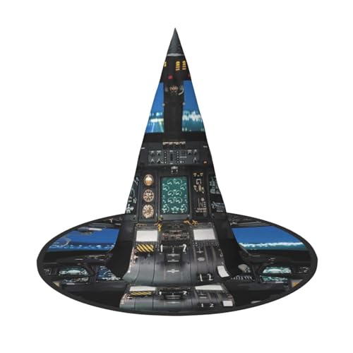 BJNGHKLN Flugzeug-Cockpit-Druck, Halloween-Hexenhut für Damen, Partyhut für Halloween, Feste, Cosplay, Kostüm-Ensemble BJNGHKLN Flugzeug-Cockpit-Druck, Halloween-Hexenhut für Damen, Partyhut für Halloween, Feste, Cosplay, Kostüm-Ensemble von BJNGHKLN