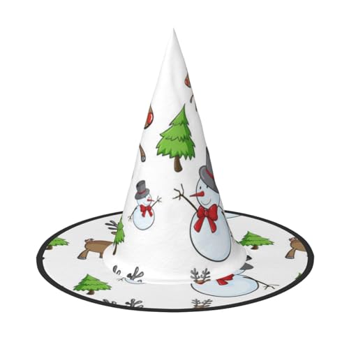 BJNGHKLN Frohe Weihnachten Happy Print Halloween Hexenhut für Frauen Party Hut für Halloween Festlichkeiten Cosplay Kostüm Ensemble von BJNGHKLN