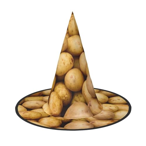 BJNGHKLN Gartenkartoffeln Druck Halloween Hexenhut für Frauen Party Hut für Halloween Festlichkeiten Cosplay Kostüm Ensemble von BJNGHKLN