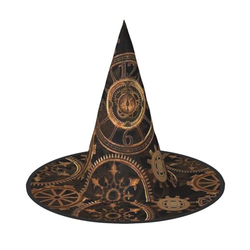 BJNGHKLN Gears Clock Bronze-Hexenhut für Damen, Hexenhut für Halloween, Feste, Cosplay, Kostüm, Ensemble BJNGHKLN Gears Clock Bronze-Hexenhut für Damen, Hexenhut für Halloween, Feste, Cosplay, Kostüm, Ensemble von BJNGHKLN