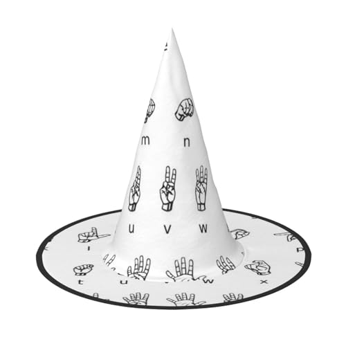 BJNGHKLN Gebärdensprachiger Alphabet-Druck, Halloween-Hexenhut für Frauen, Partyhut für Halloween, Feste, Cosplay, Kostüm, Ensemble BJNGHKLN Gebärdensprachiger Alphabet-Druck, Halloween-Hexenhut für Frauen, Partyhut für Halloween, Feste, Cosplay, Kostüm, Ensemble von BJNGHKLN