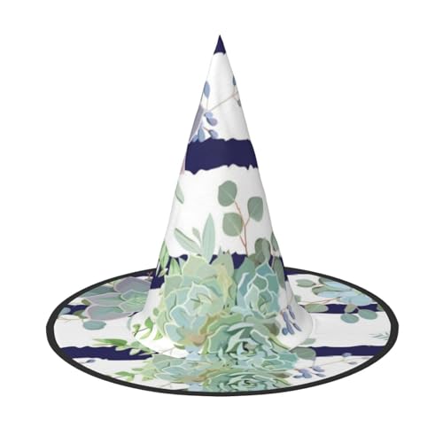 BJNGHKLN Gestreifter Sukkulenten-Druck, Halloween-Hexenhut für Damen, Partyhut für Halloween, Feste, Cosplay, Kostüm, Ensemble BJNGHKLN Gestreifter Sukkulenten-Druck, Halloween-Hexenhut für Damen, Partyhut für Halloween, Feste, Cosplay, Kostüm, Ensemble von BJNGHKLN