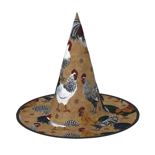 BJNGHKLN Hahn- und Huhn-Druck, Halloween-Hexenhut für Damen, Partyhut für Halloween, Feste, Cosplay, Kostüm, Ensemble BJNGHKLN Hahn- und Huhn-Druck, Halloween-Hexenhut für Damen, Partyhut für Halloween, Feste, Cosplay, Kostüm, Ensemble von BJNGHKLN
