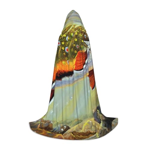 BJNGHKLN Halloween Bodenlanger Kapuzenumhang Bachforelle Fliegenfischen Druck langer Kapuzenumhang für Teenager BJNGHKLN Halloween Bodenlanger Kapuzenumhang Bachforelle Fliegenfischen Druck langer Kapuzenumhang für Teenager von BJNGHKLN