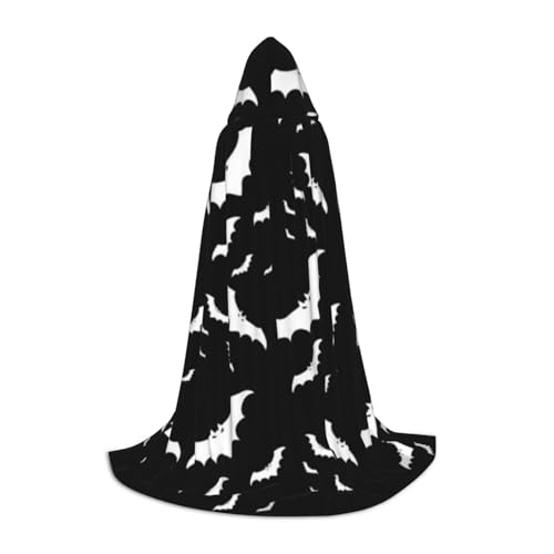 BJNGHKLN Halloween Bodenlanger Kapuzenumhang Halloween fliegende Fledermäuse Druck langer Kapuzenumhang für Teenager von BJNGHKLN