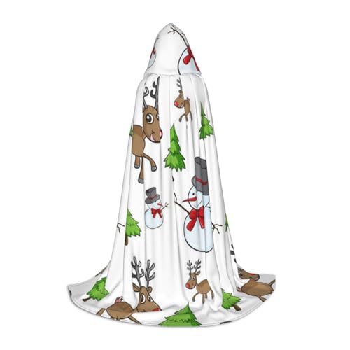 BJNGHKLN Halloween Bodenlanger Kapuzenumhang Merry Christmas Happy Print langer Kapuzenumhang für Teenager von BJNGHKLN