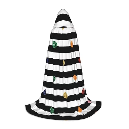BJNGHKLN Halloween Bodenlanger Kapuzenumhang Regenbogen Polka Dot Streifen Schwarz und Weiß Druck Lange Kapuzenumhang für Teenager BJNGHKLN Halloween Bodenlanger Kapuzenumhang Regenbogen Polka Dot Streifen Schwarz und Weiß Druck Lange Kapuzenumhang für Teenager von BJNGHKLN