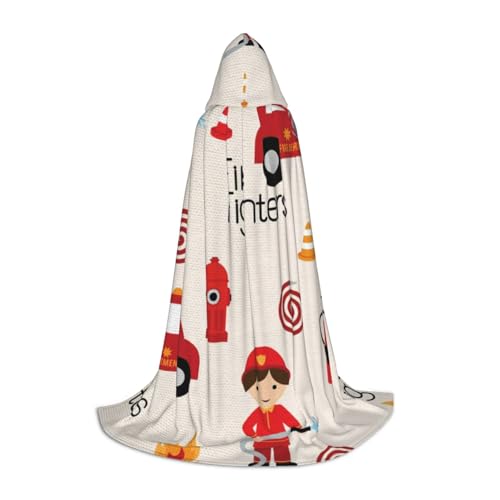 BJNGHKLN Halloween Bodenlanger Kapuzenumhang für kleine Jungen und Mädchen im Feuerwehrmann-Druck, langer Kapuzenumhang für Teenager BJNGHKLN Halloween Bodenlanger Kapuzenumhang für kleine Jungen und Mädchen im Feuerwehrmann-Druck, langer Kapuzenumhang für Teenager von BJNGHKLN