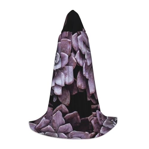 BJNGHKLN Halloween Bodenlanger Kapuzenumhang lila Pflanzen Druck langer Kapuzenumhang für Teenager von BJNGHKLN