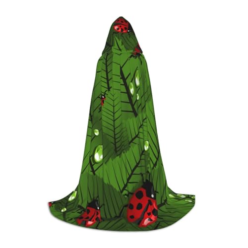 BJNGHKLN Halloween Bodenlanger Kapuzenumhang mit Blättern und Marienkäfer-Druck, langer Kapuzenumhang für Teenager BJNGHKLN Halloween Bodenlanger Kapuzenumhang mit Blättern und Marienkäfer-Druck, langer Kapuzenumhang für Teenager von BJNGHKLN