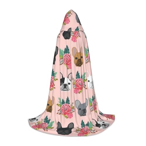 BJNGHKLN Halloween Bodenlanger Kapuzenumhang mit Hundeaufdruck, langer Kapuzenumhang für Teenager von BJNGHKLN